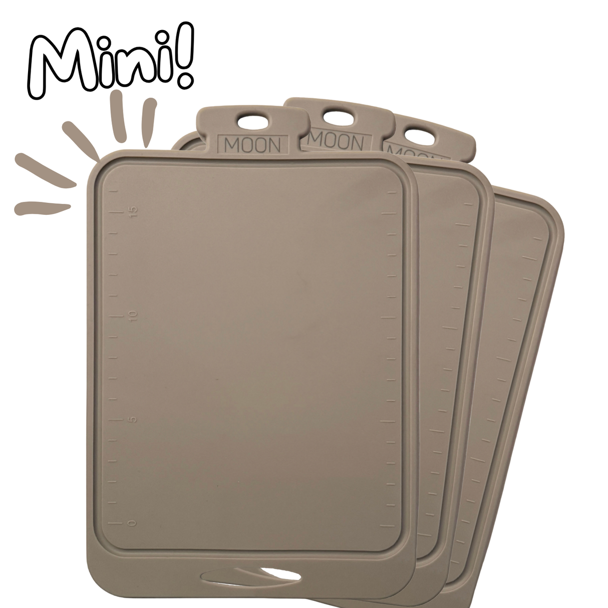 3-Pack Mini Skjærebrett i Silikon fra Moon - Leafy Beige