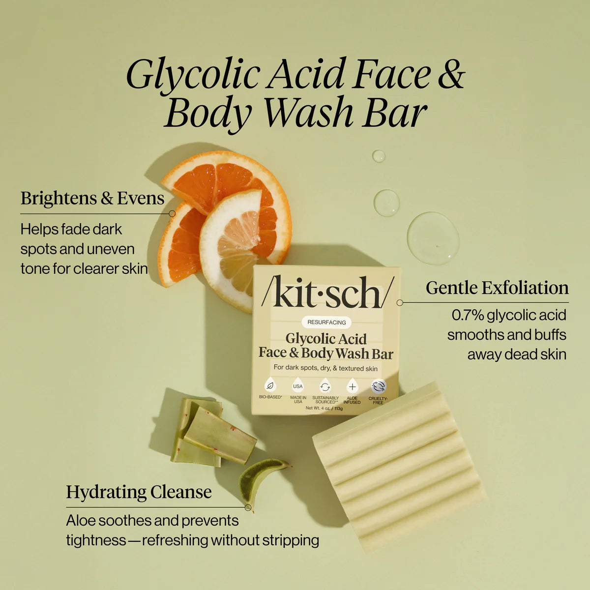 Kitsch Glycolic Acid Resurfacing Face and Body Wash