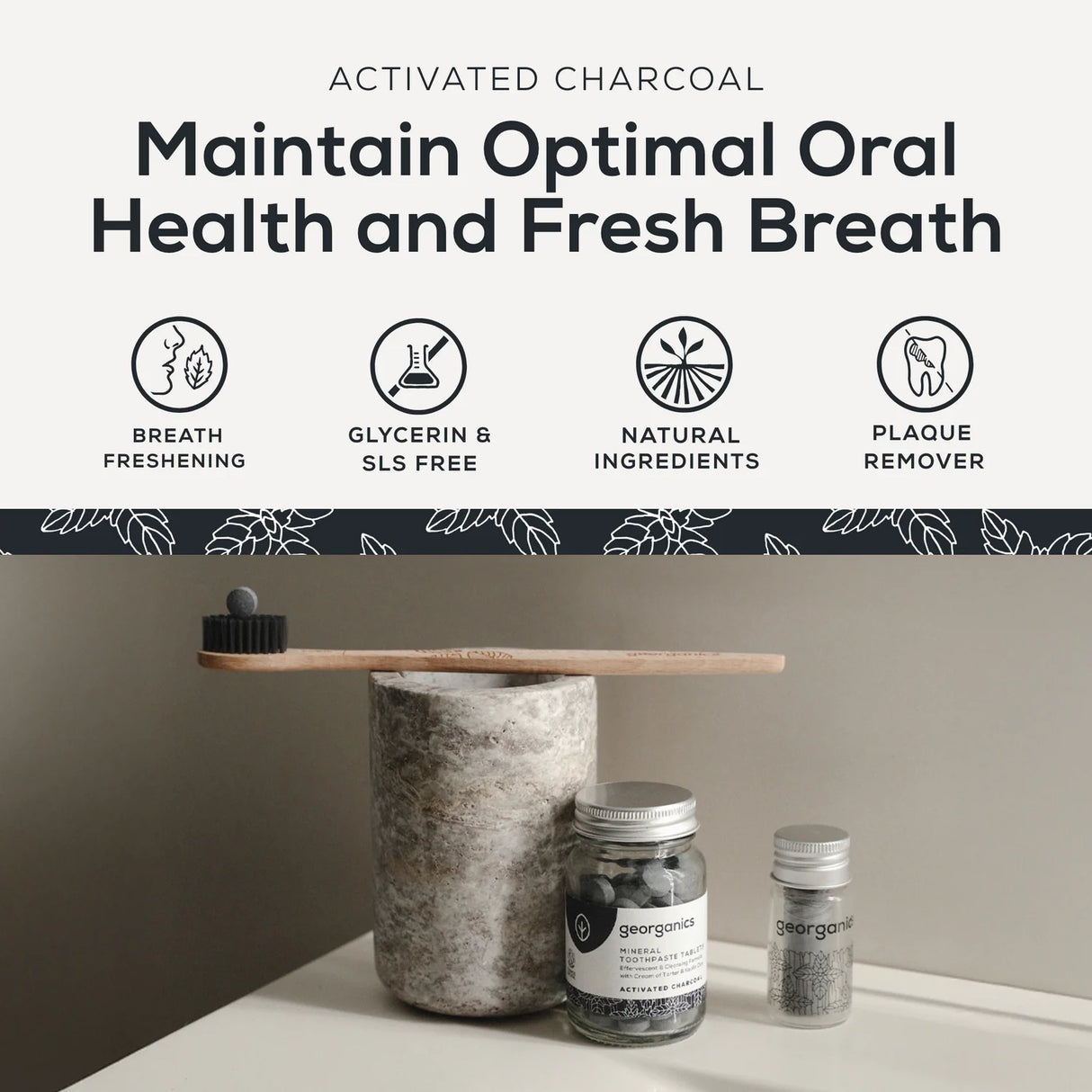 Charcoal Mineral Tannkrem Tabletter-120 stk fra Georganics