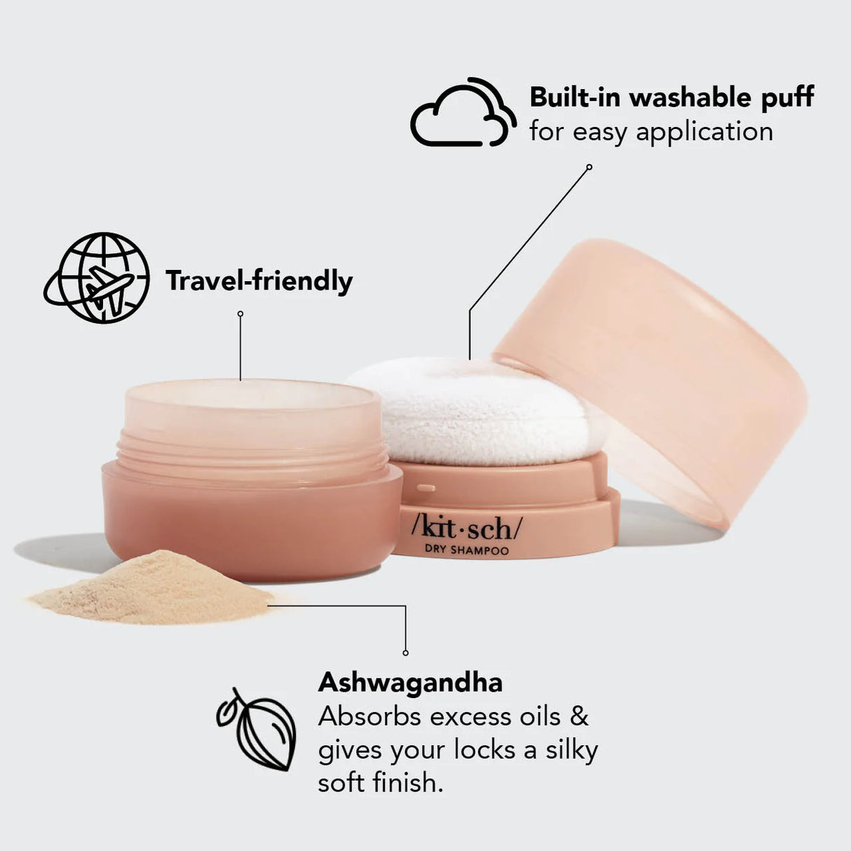 Kitsch Volumizing Rice Protein Dry Shampoo - Lyst til mellombrun Hårfarge