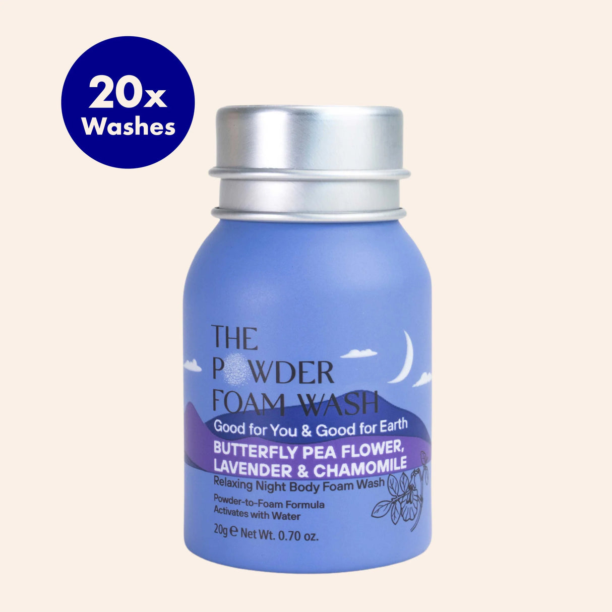 Mini-bodywash pulver med duften av Lavendel & Kamille fra The Powder Shampoo