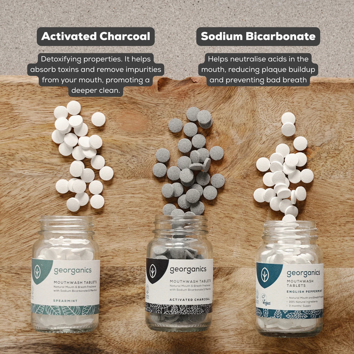 Charcoal Munnskyllevann Tabletter 180stk fra Georganics