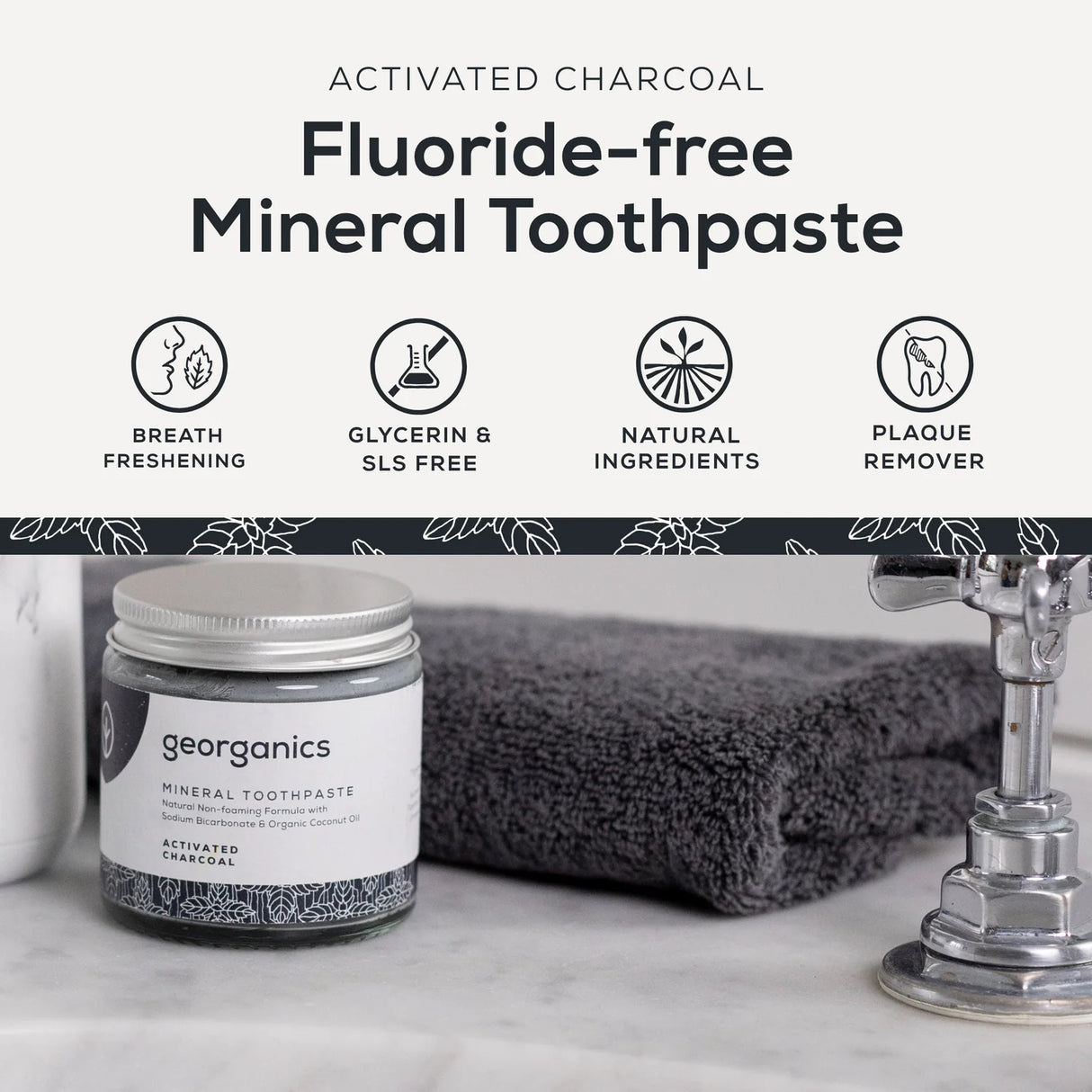 Charcoal Mineral Tannkrem fra Georganics