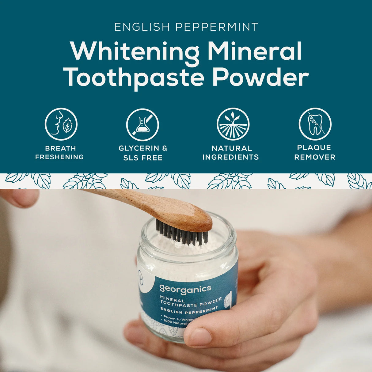 English Peppermynte Mineral Tannkrem Pulver fra Georganics