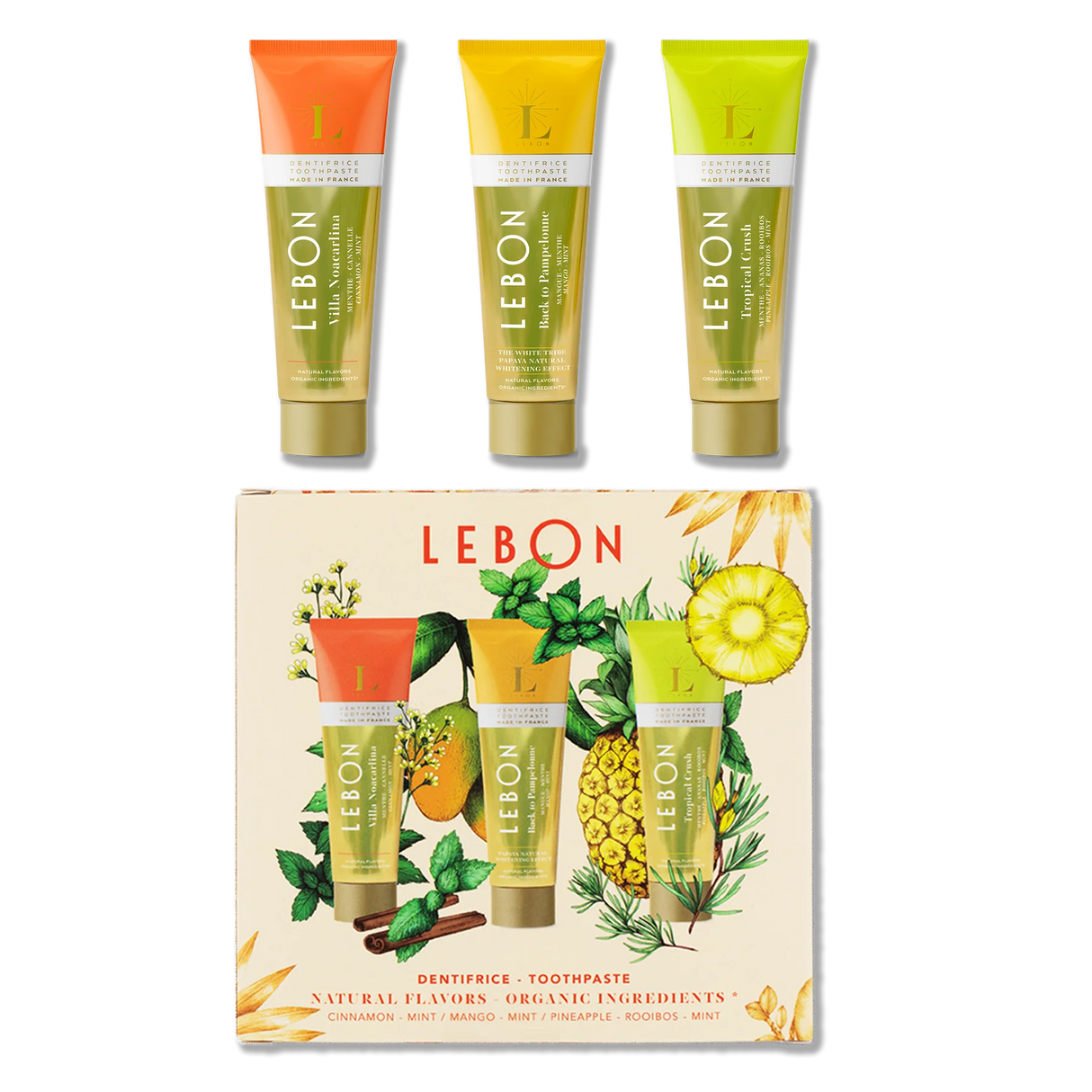 FLAVORCARE "Orange Mood" Prøvepakke - 3stk Fluorfri Økologisk Tannkrem fra Lebon
